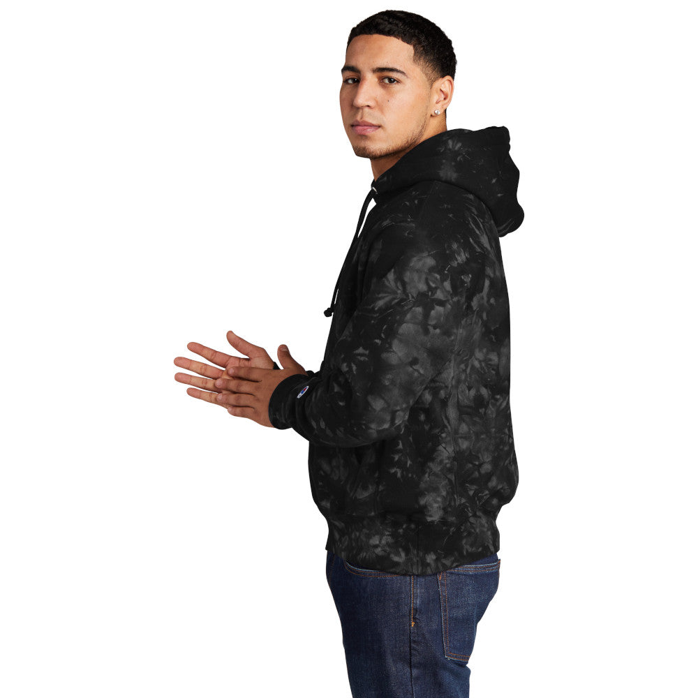 Champion Men's Reverse Weave Scrunch-Dye Tie-Dye Hooded Classic Look Sweatshirt