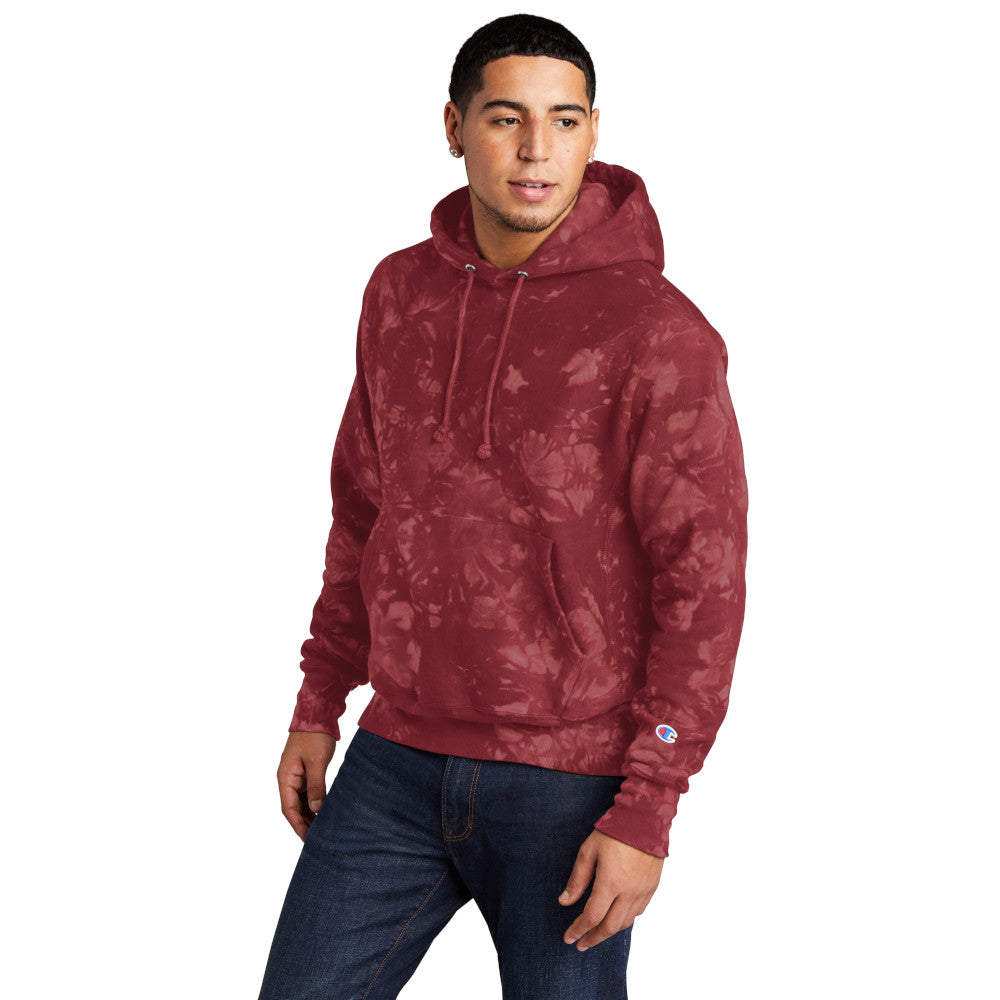 Champion Men's Reverse Weave Scrunch-Dye Tie-Dye Hooded Classic Look Sweatshirt