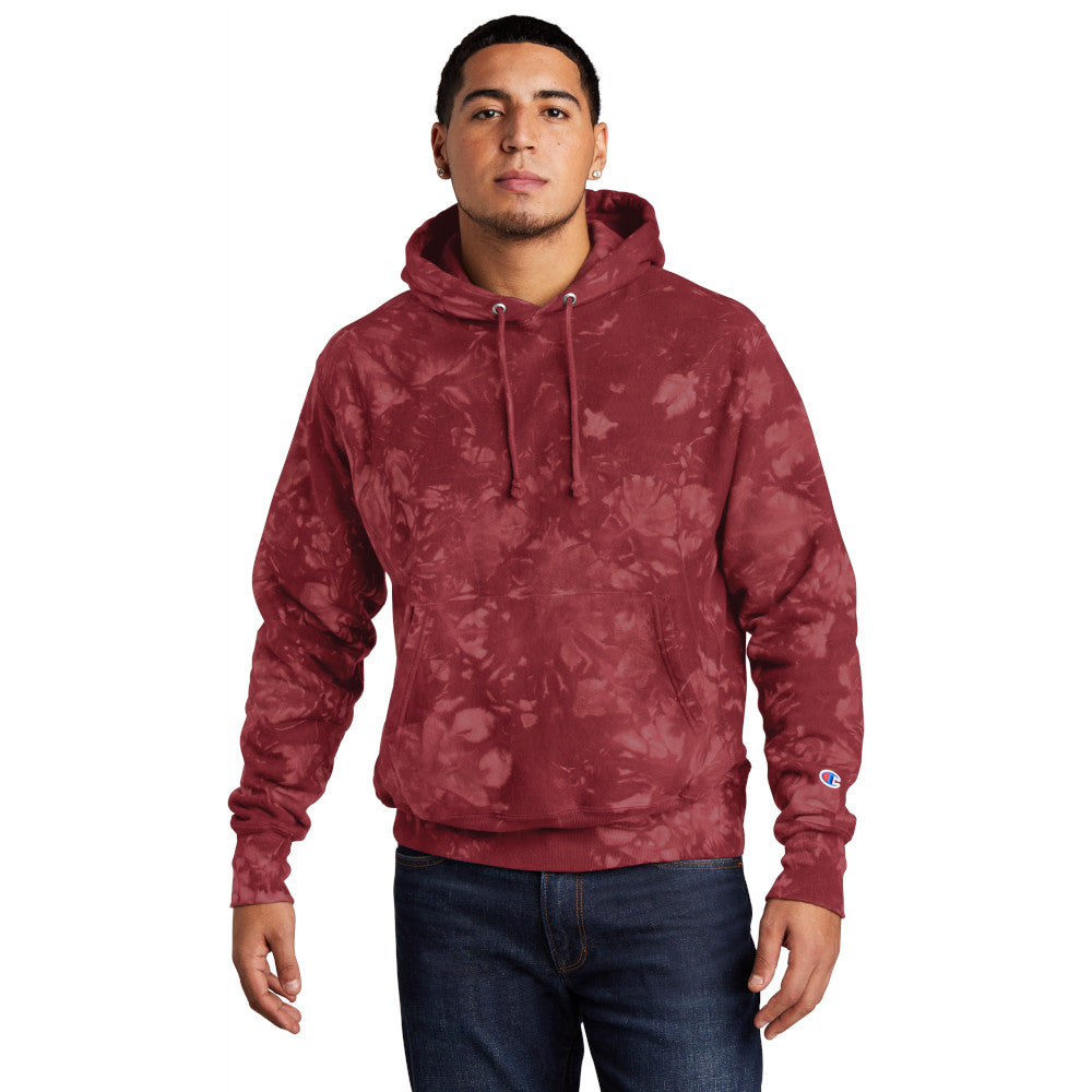 Champion Men's Reverse Weave Scrunch-Dye Tie-Dye Hooded Classic Look Sweatshirt
