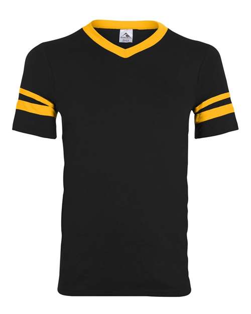 Youth V-Neck Jersey with Striped Sleeves