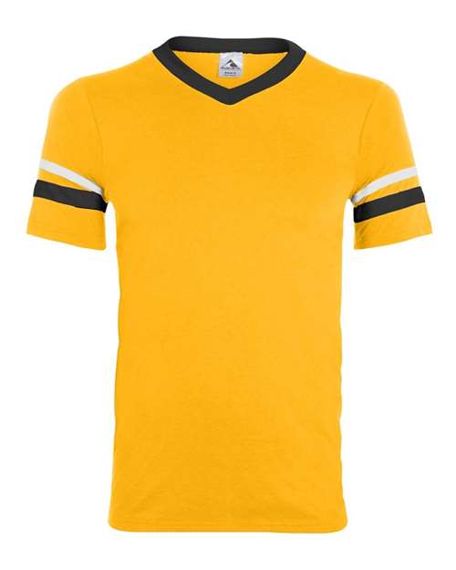Youth V-Neck Jersey with Striped Sleeves