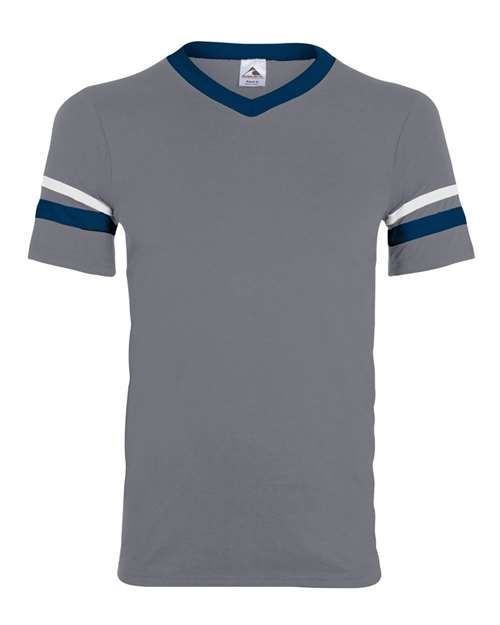 Youth V-Neck Jersey with Striped Sleeves