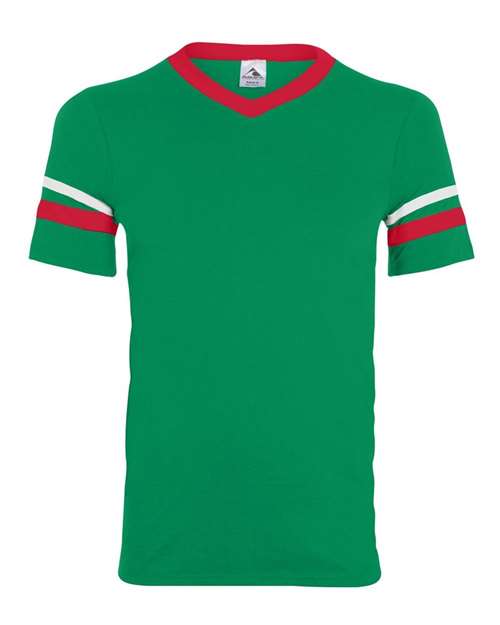 Youth V-Neck Jersey with Striped Sleeves