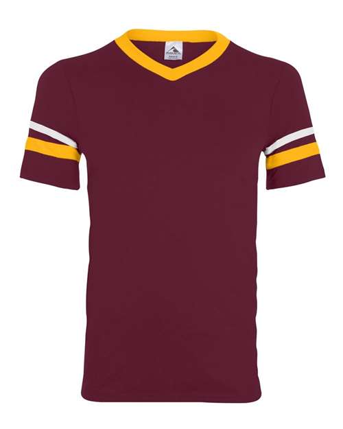 Youth V-Neck Jersey with Striped Sleeves